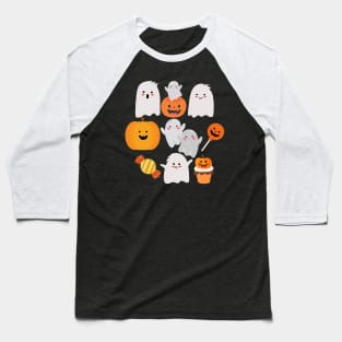 Happy Halloween, cute ghost and pumpkins. Baseball T-Shirt